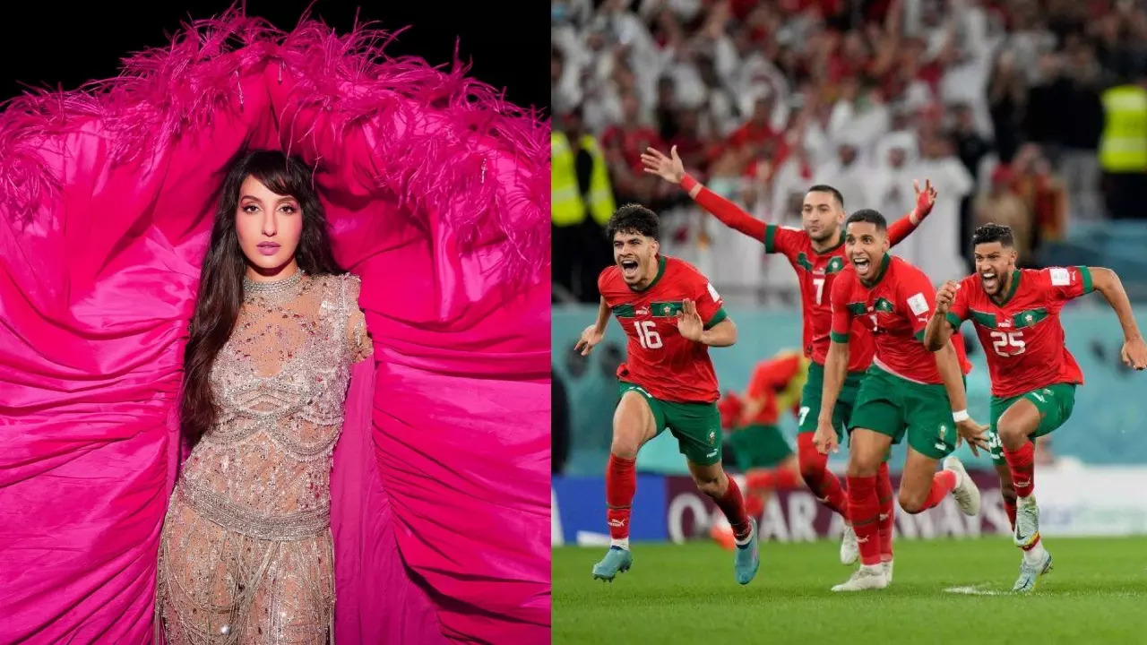 Nora celebrates Morocco's win at FIFA World Cup 2022