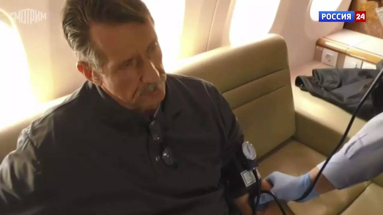 ​Russian citizen Viktor Bout sits in a Russian plane after a swap, in the airport of Abu Dhabi​