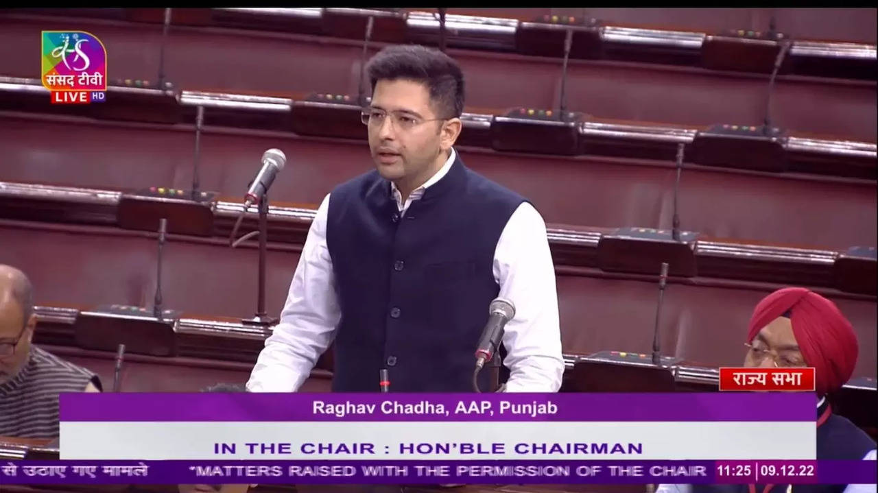 Raghav Chadha speaking in Rajya Sabha (Pic: Sansad TV)