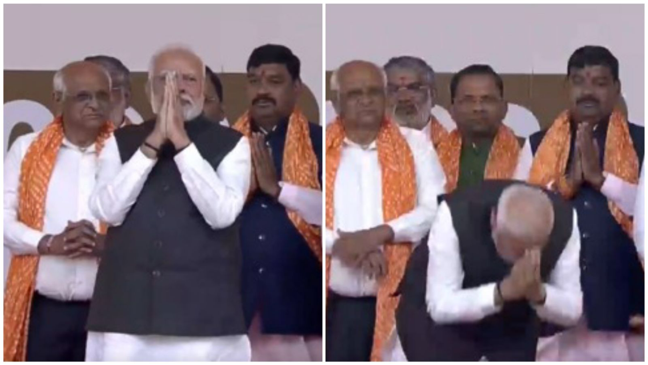 PM Modi bows before Gujarat