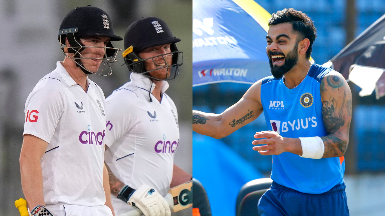 Harry Brook, Ben Stokes and Virat Kohli