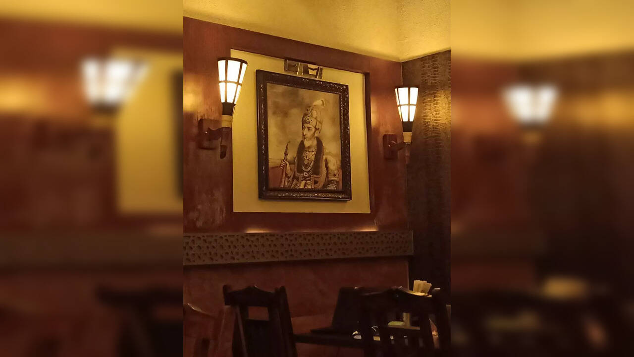 ​Portrait of of Bahadur Shah Zafar at biryani outlet​