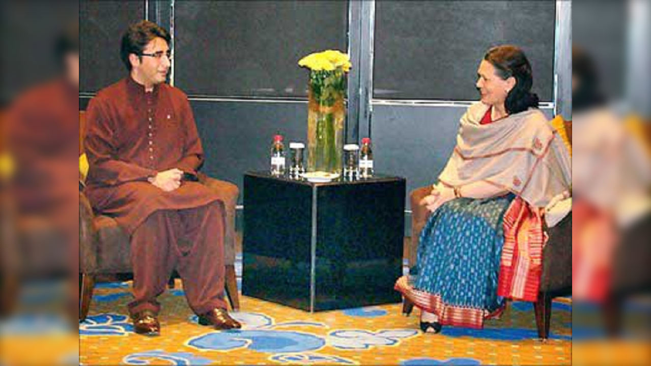 Bilawal Bhutto Zardari during a meeting with Sonia Gandhi in Beijing. BJP has shared the photograph after Bilawal Bhutto Zardari's comments on PM Narendra Modi