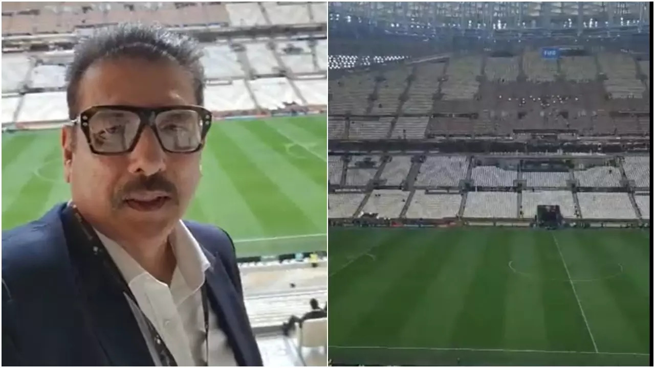 Ravi Shastri at the Lusail Stadium in Qatar