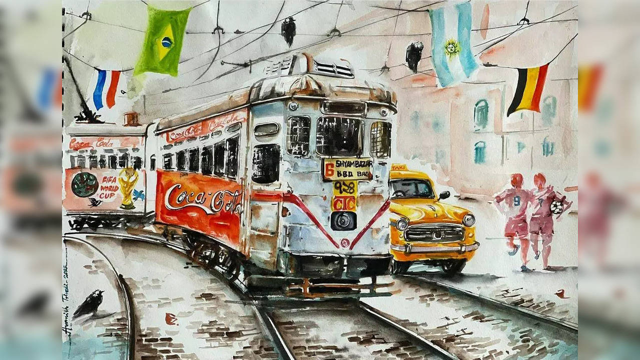 Tram In Calcutta Street 1 by artist Arpan Bhowmik  ArtZolocom