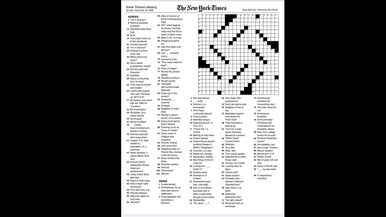 NYT crossword puzzle