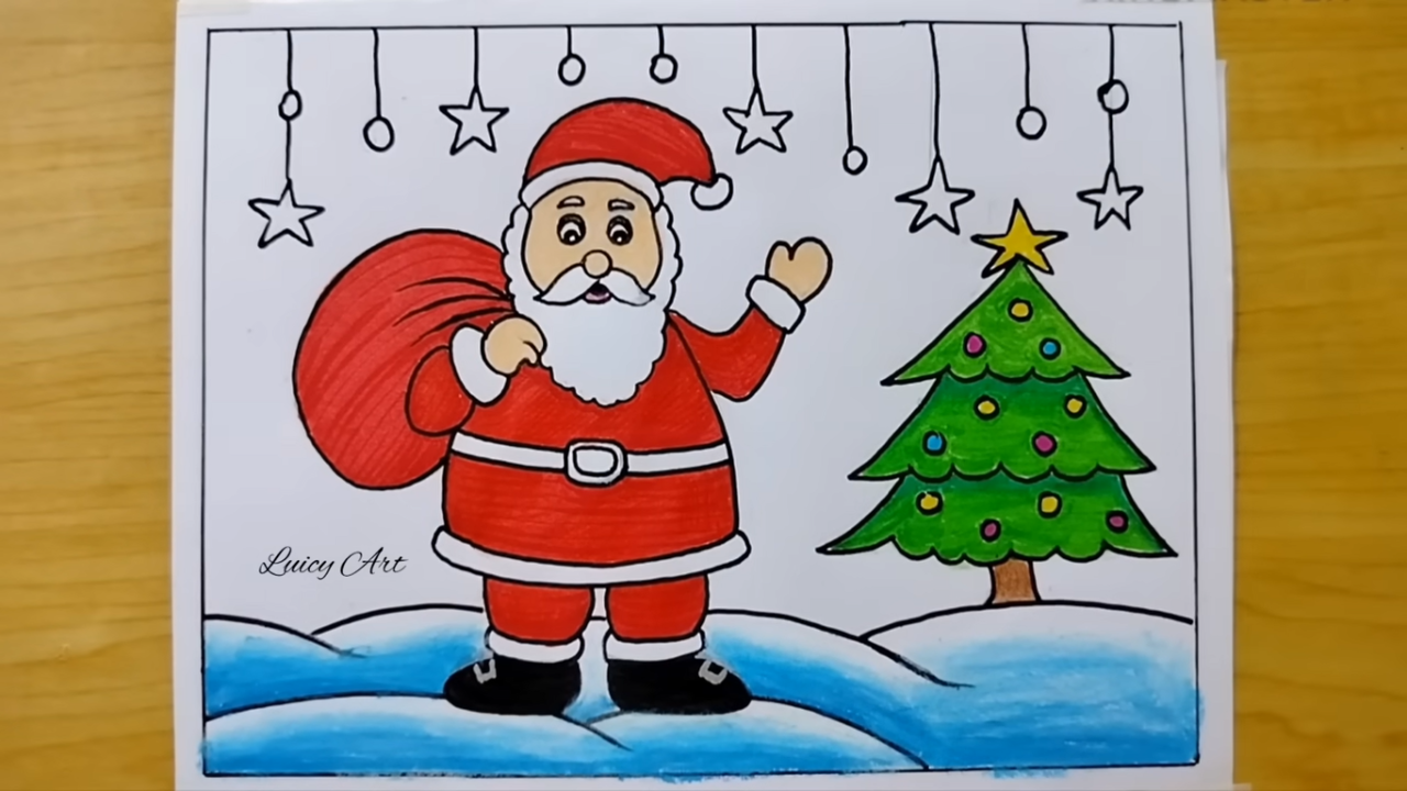 Christmas Drawing How To Draw Christmas Tree And Santa Claus Flipboard