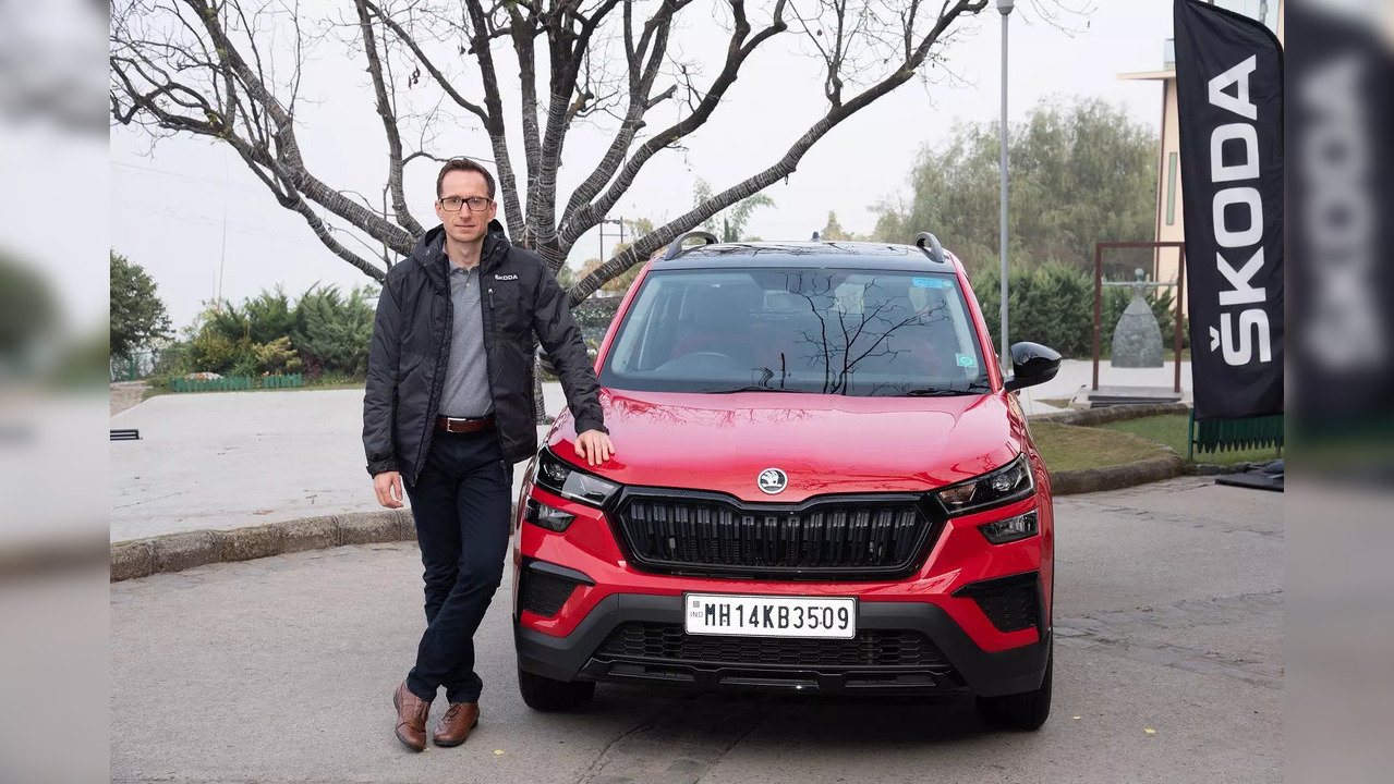 Mr. Petr Šolc, Brand Director, ŠKODA AUTO India with ŠKODA KUSHAQ