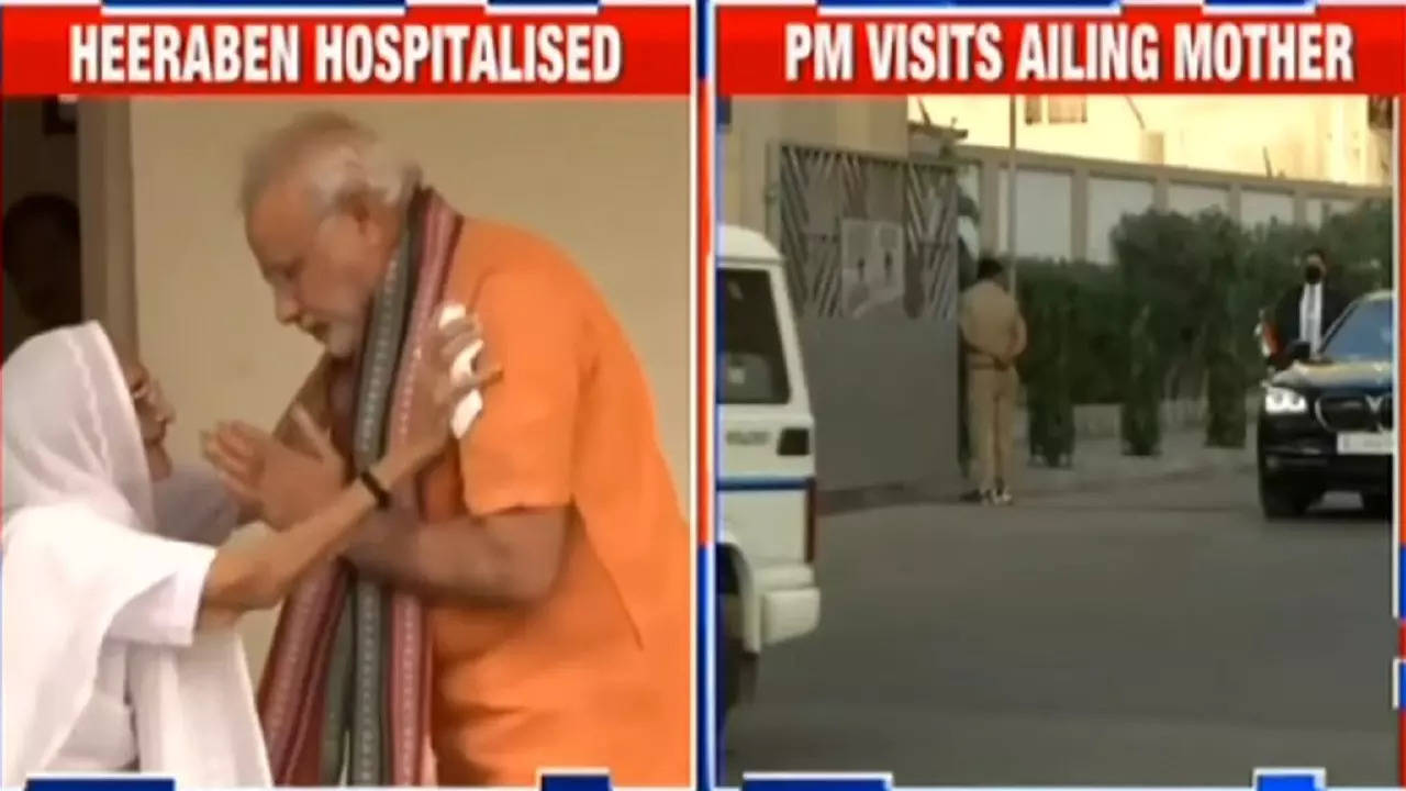 PM Modi meets mother Heeraben at Ahmedabad hospital her condition stable now say doctors