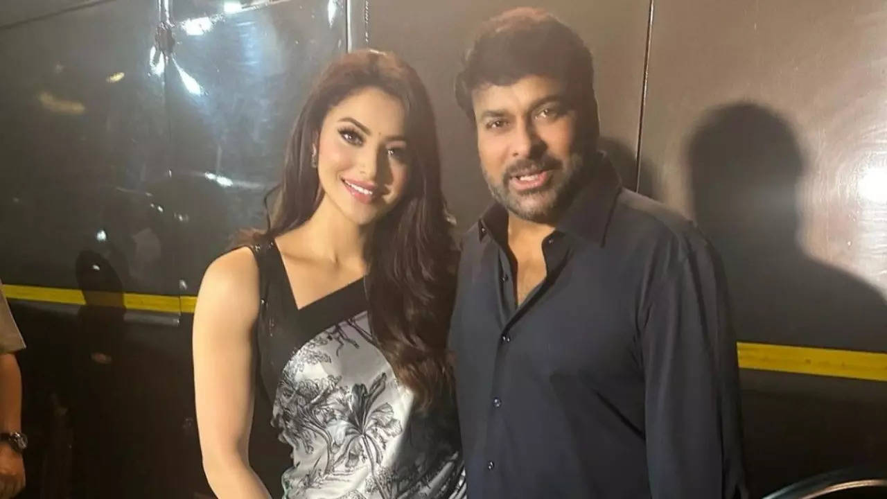 Urvashi Rautela and Chiranjeevi.