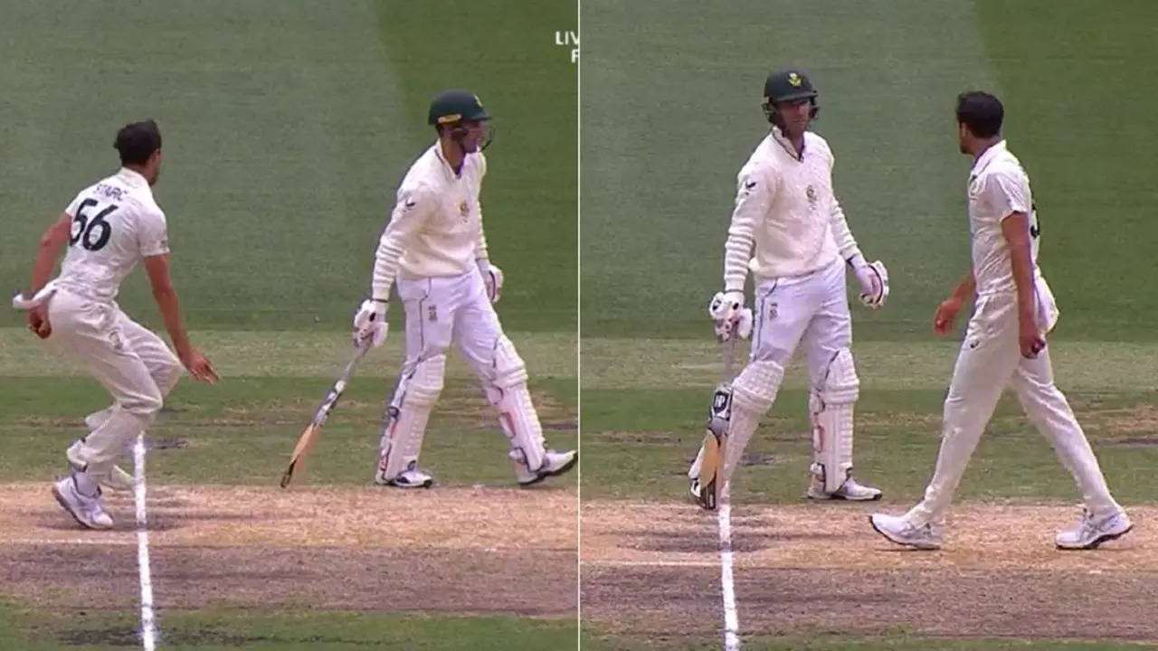 Mitchell Starc warning SA batter for run out.