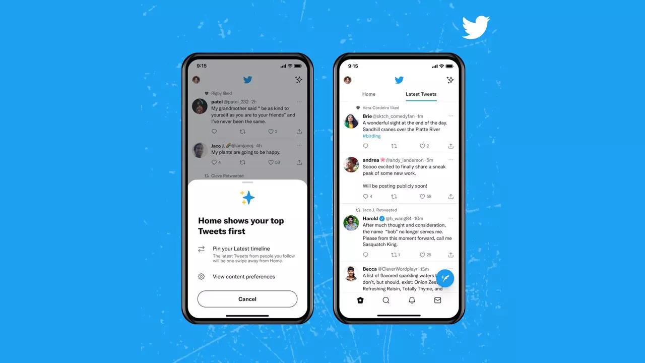 Star icon lets you switch between Home & latest tweets