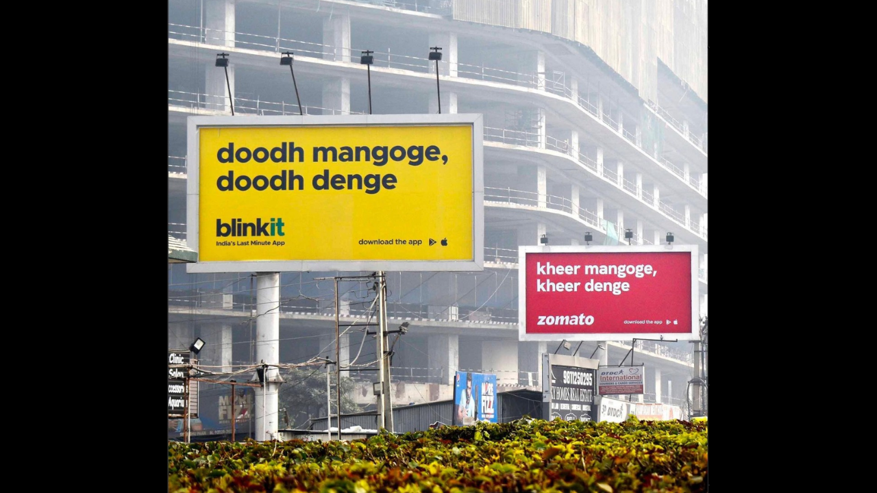 Zomato and Blinkit's billboard collaboration goes viral