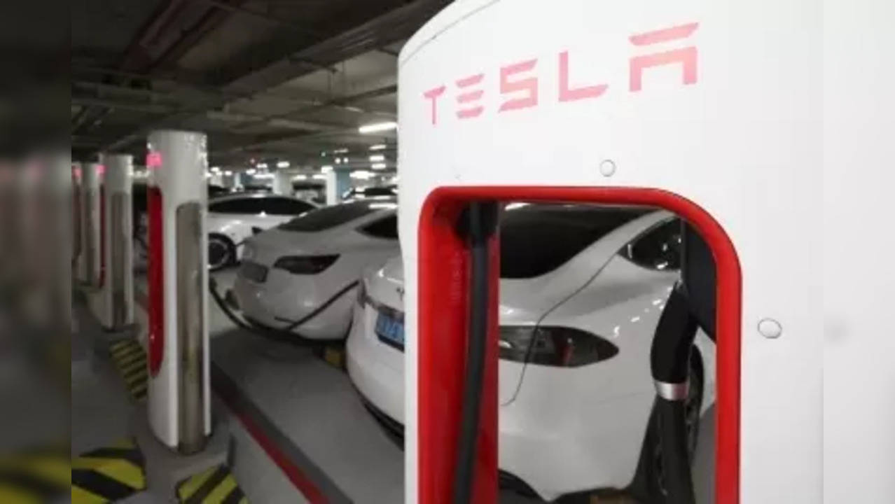 This photo taken Jan. 3, 2023, shows a charging station for Tesla Inc. electric cars in Seoul.(Yonhap/IANS)