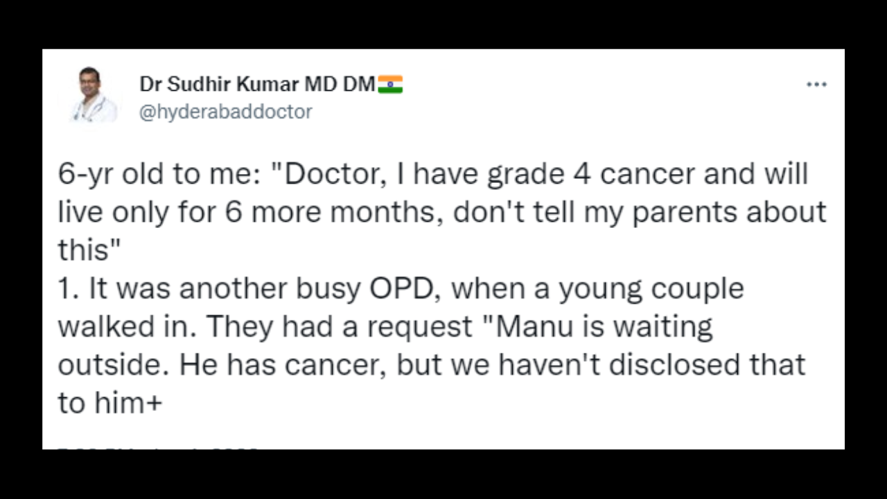 6-year-old boy asks doctor to not tell parents he knows about his cancer diagnosis