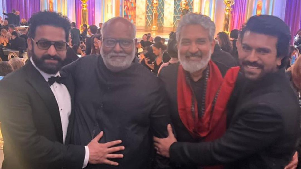 Jr NTR, SS Rajamouli, MM Keeravani and Ram Charan