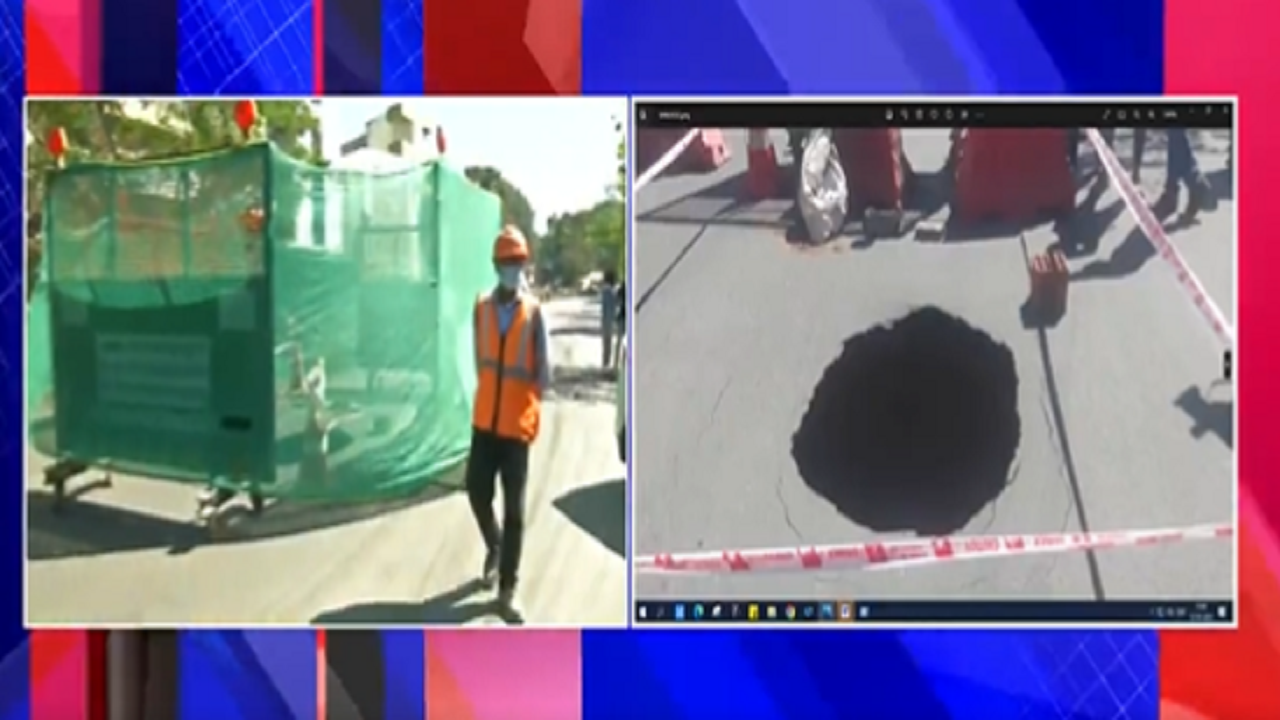 Huge sinkhole appears in Bengaluru as road caves in