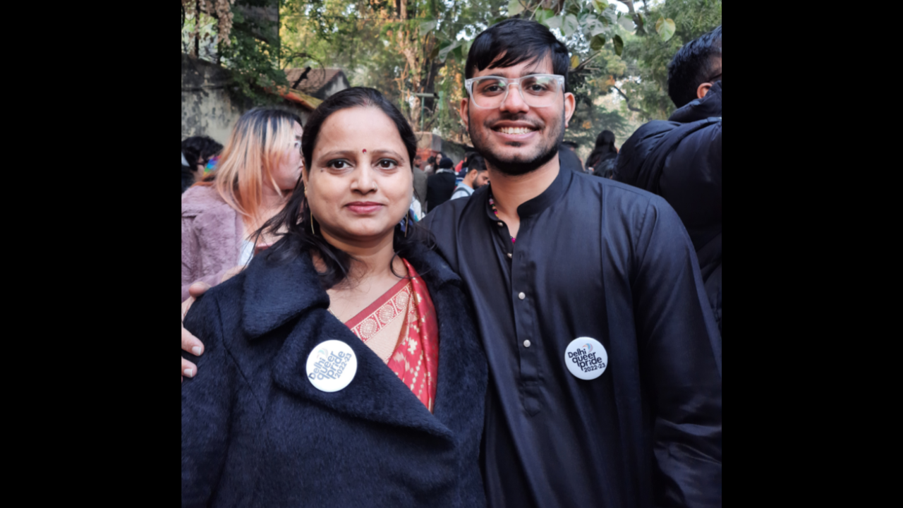 Yash Sharma with his mother Meenakshi at Delhi Pride Parade 2022-23