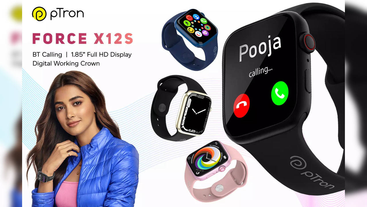 Buy ptron pulsefit P61 Smartwatch, 4.69 cm (1.85 inch) Full Touch Bright  TFT LCD Display, Digital Functional Crown for Menu Control, 100 Plus Watch  Faces, Bluetooth 5.0 with 10 metre Range, IP68