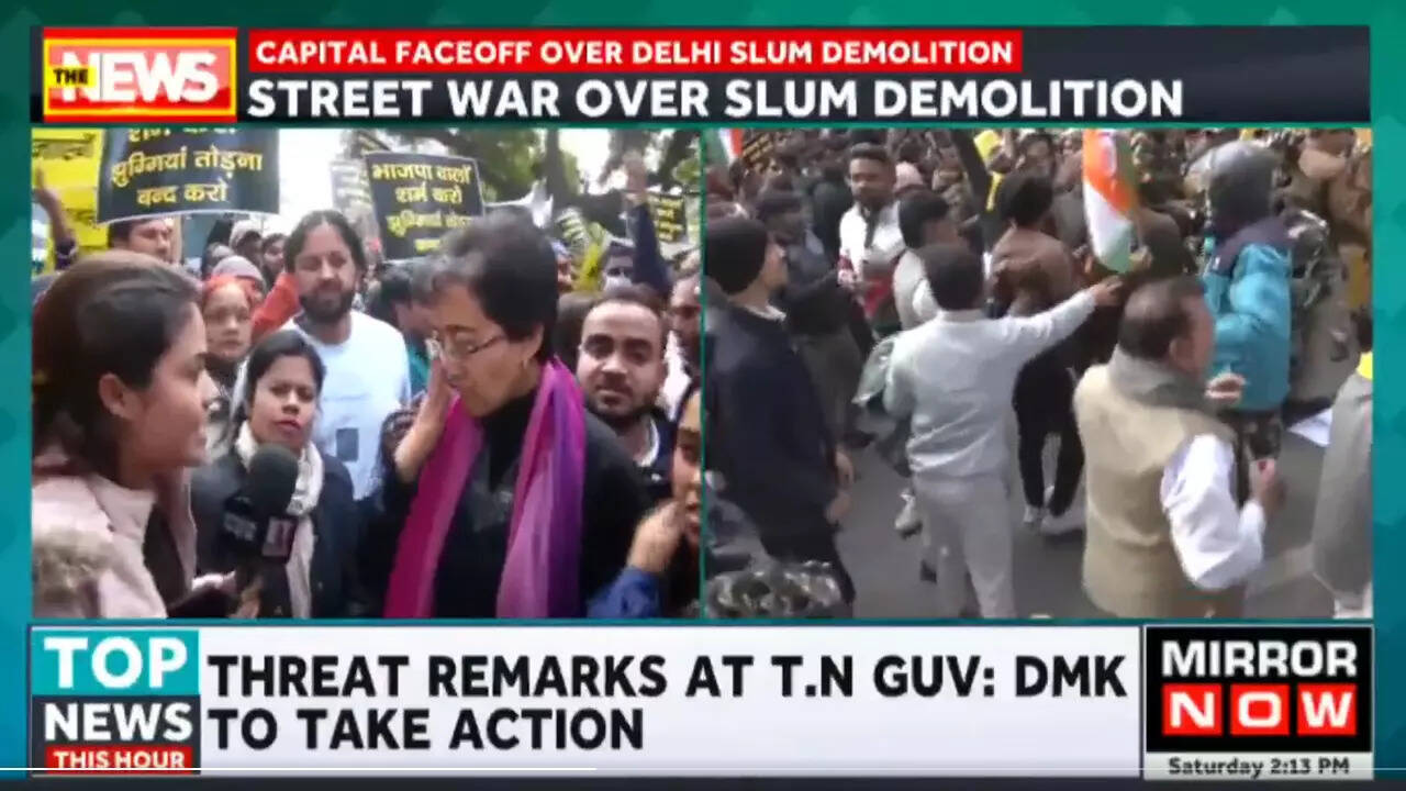 Delhi Slum Demolition Drive Causes Street War Aap Workers Protest Delhi Slum Demolition Drive Causes Street War Aap Workers Protest