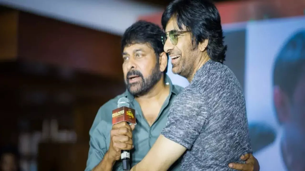 Chiranjeevi talks about Ravi Teja’s moving performance in Waltair Veerayya at success meet