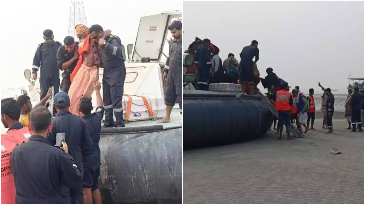 Indian Coast Guard rescues 511 pilgrims stranded at sea off Kakdwip