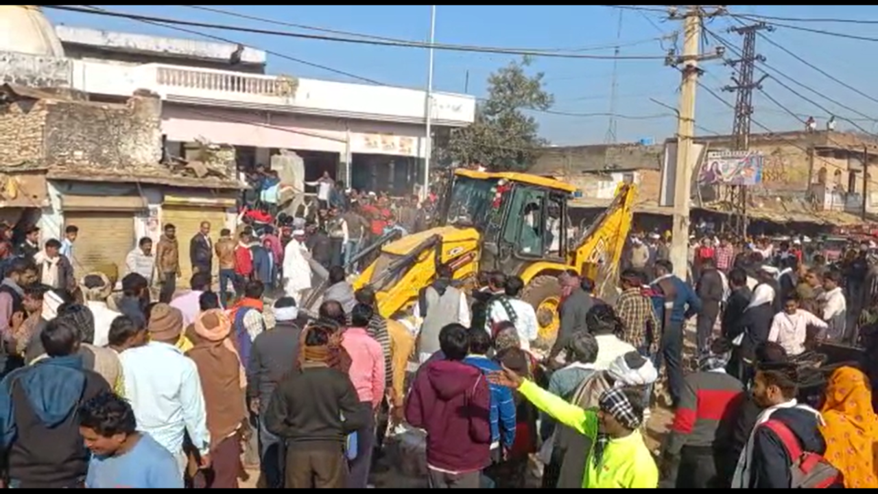 Lord Shiva temple JCB collision in Rajasthan