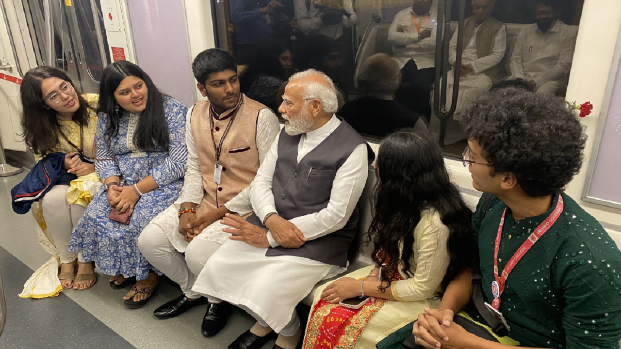 PM Modi takes metro ride in Mumbai