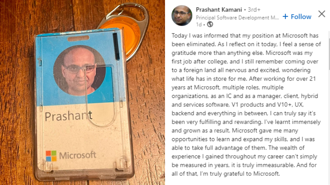 Prashant Kamani's heart-touching note on being laid off after working at Microsoft for 21 years goes viral