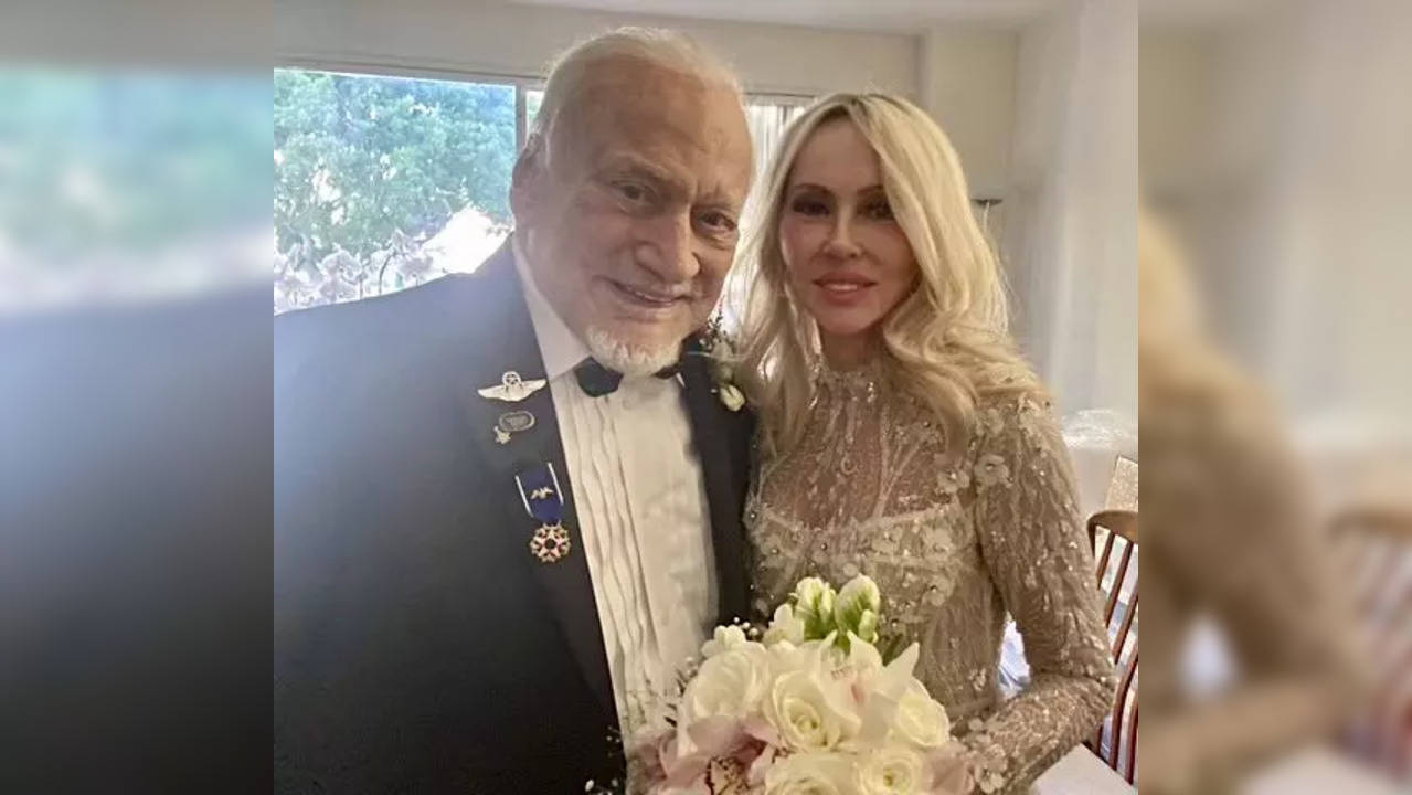 Buzz Aldrin and his wife.