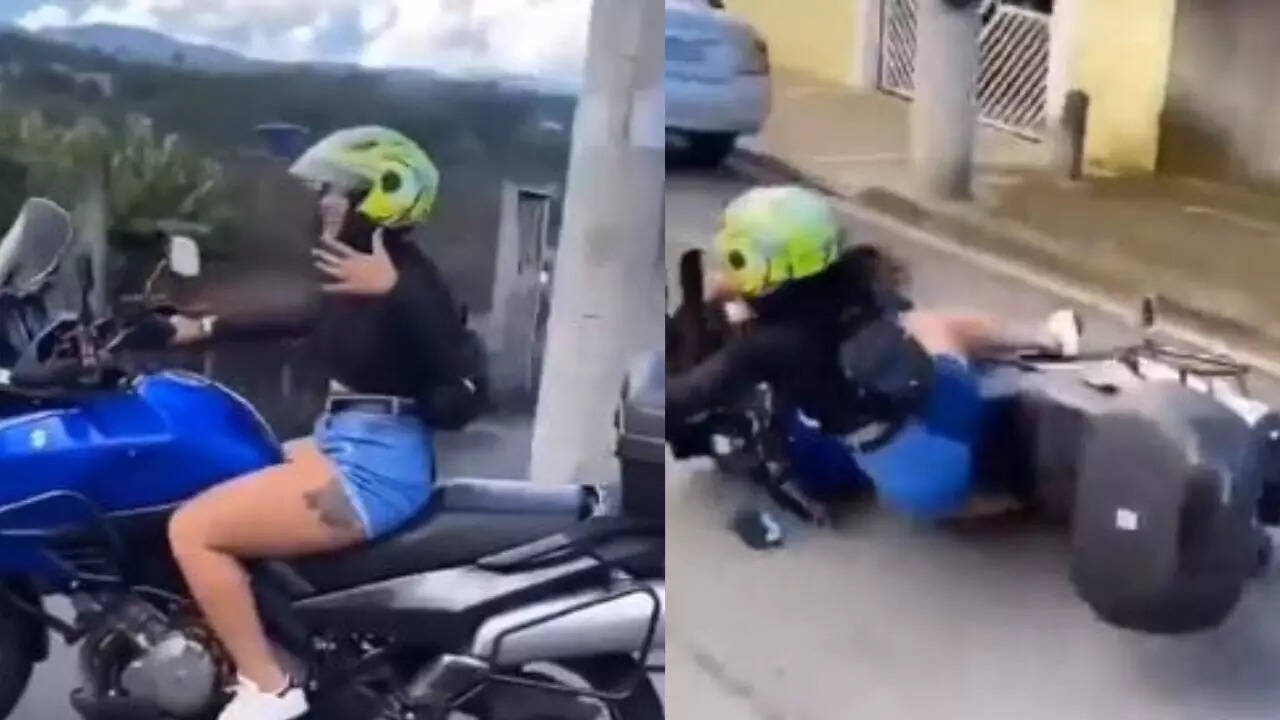 Woman falls off bike after careless riding in terrifying viral video - What She Fell On Was The Tip Of My Dick
