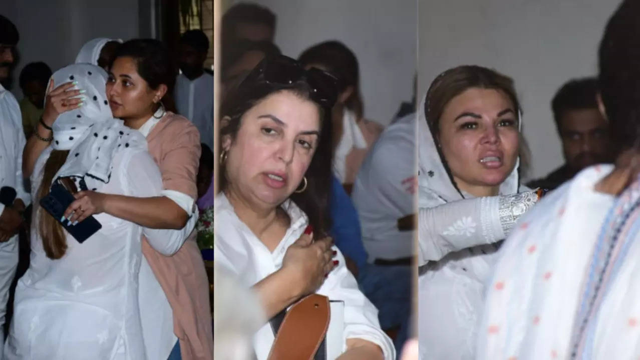 Farah Khan, Rashami Desai and others at Rakhi Sawant's mom's funeral