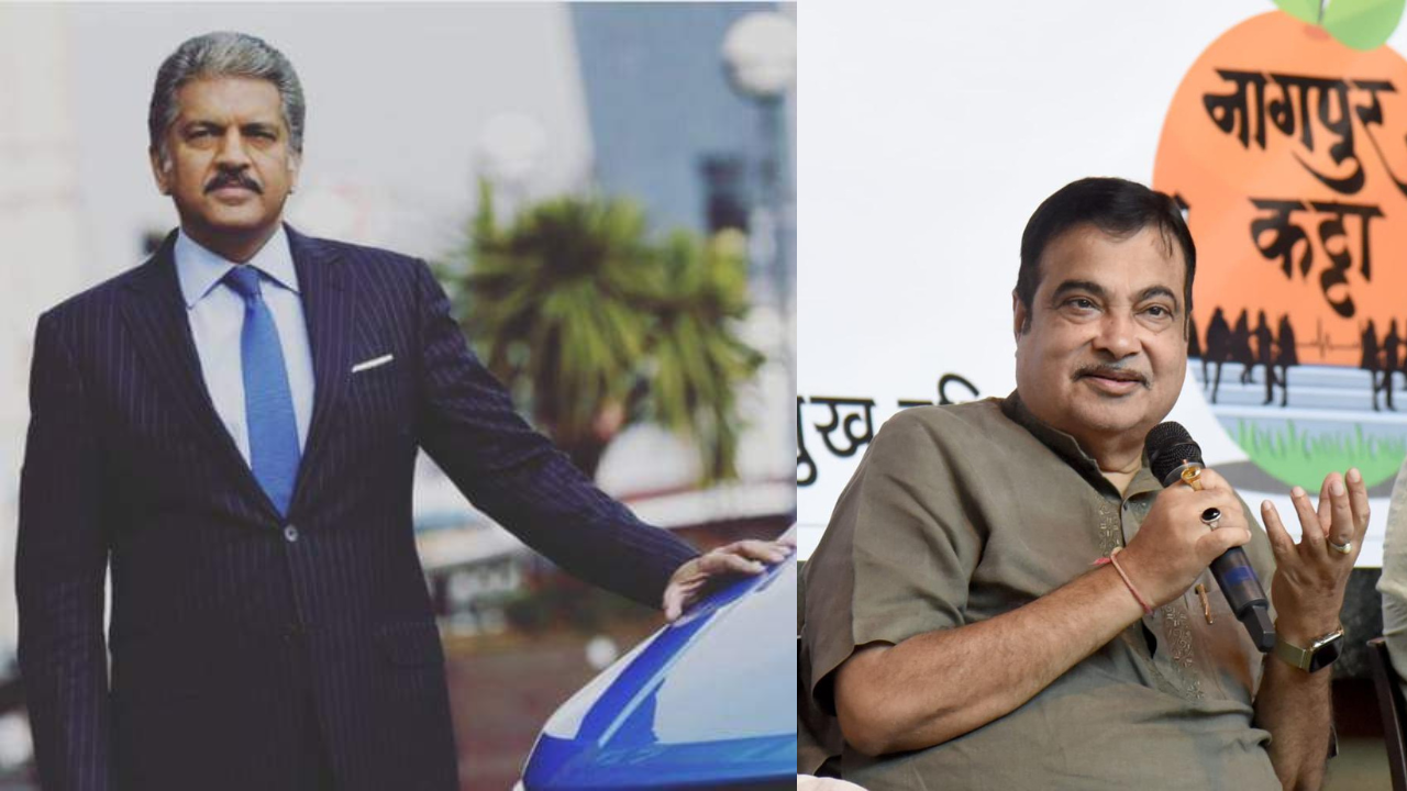 Anand Mahindra (left) and Nitin Gadkari (right)