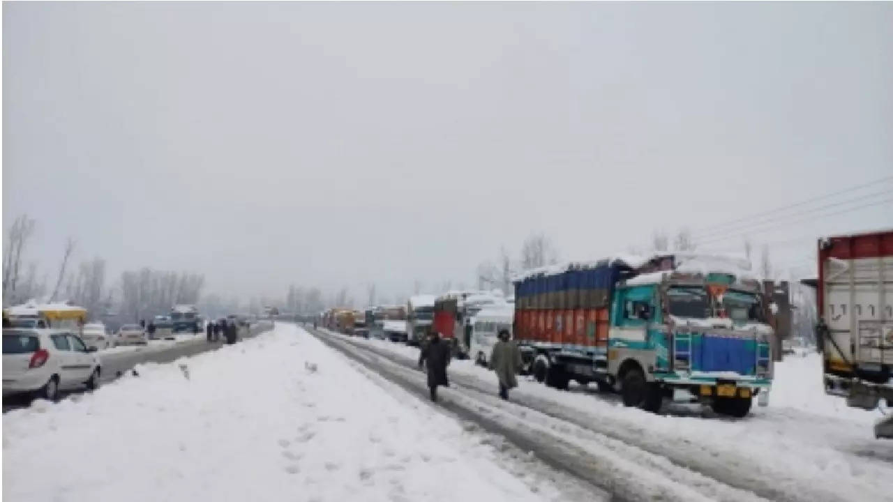 Kashmir-bound trucks laden with essential supplies and other vehicles as well as fruit carrying trucks from Kashmir heading for rest of the country travel on this highway.