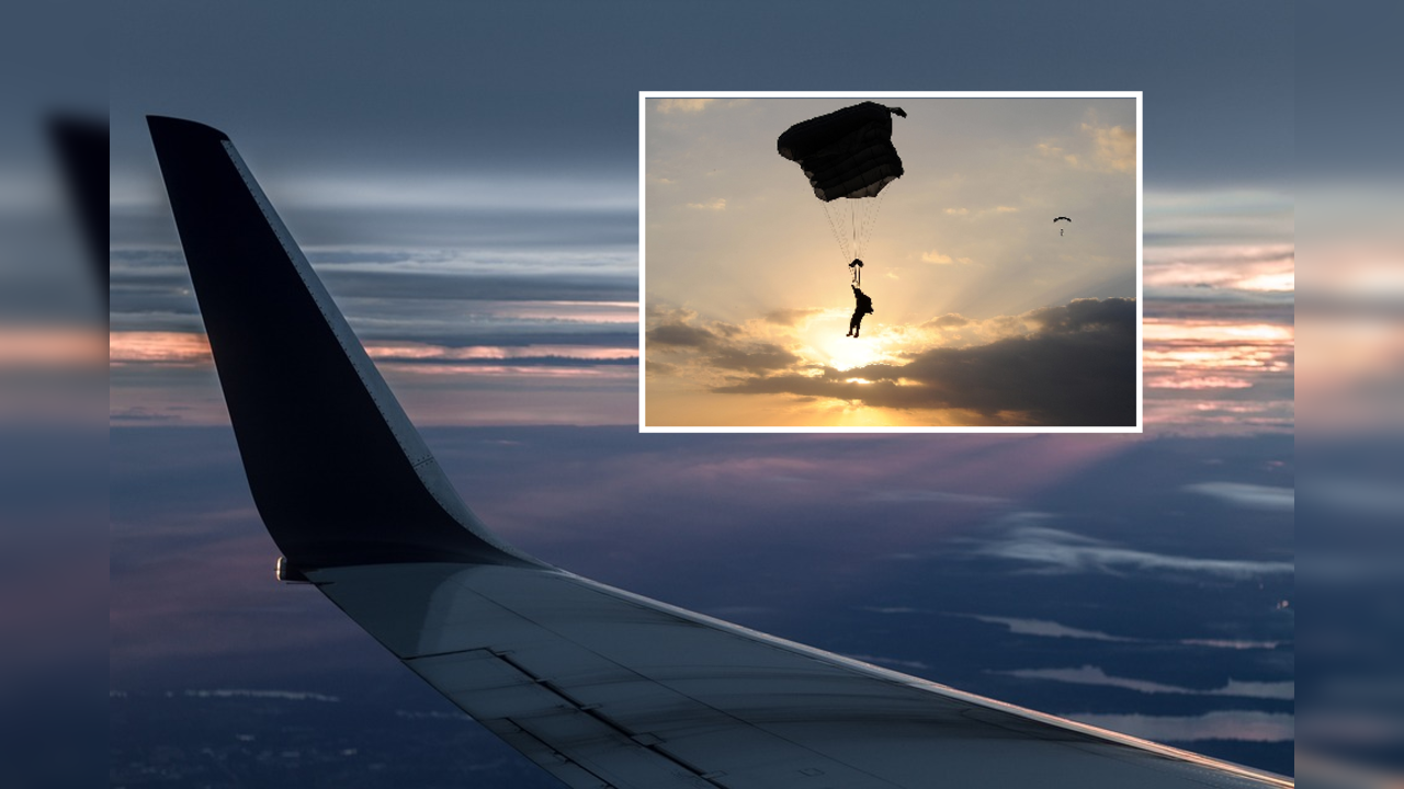 Commercial planes never have parachutes on board for passengers, ever