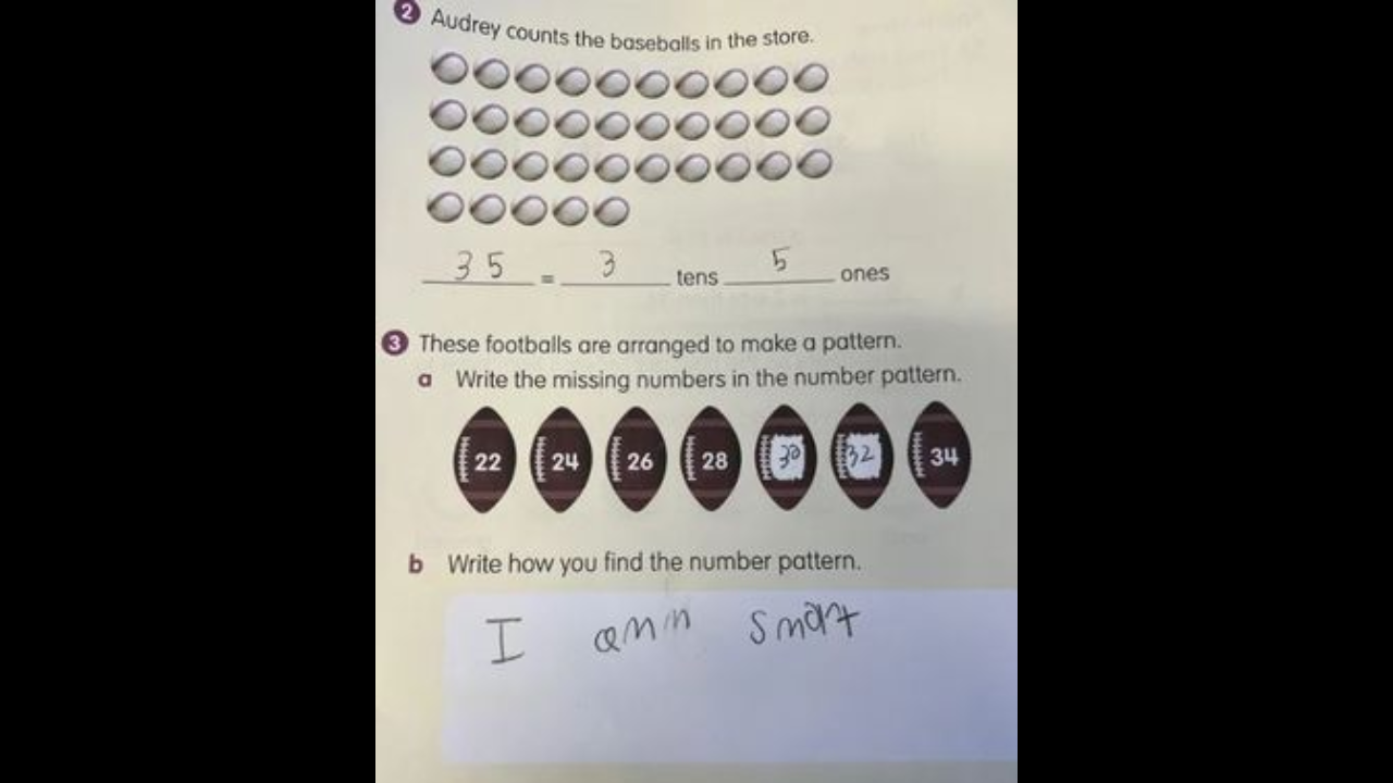 5-year-old girl's sassy response to maths homework question goes viral