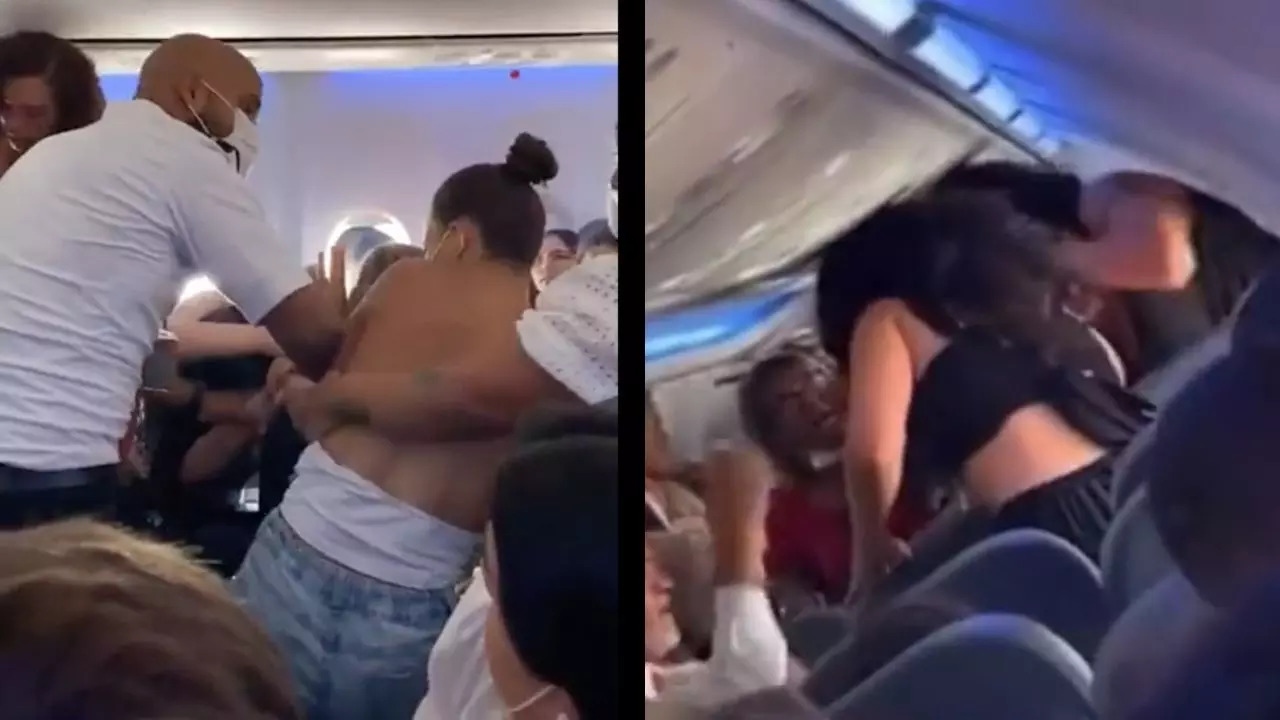 A fight erupted between female passengers over a window seat aboard a GOL airlines plane before take-off of the flight from Salvador, Brazil, to Sao Paulo | Screegrab: DailyMail