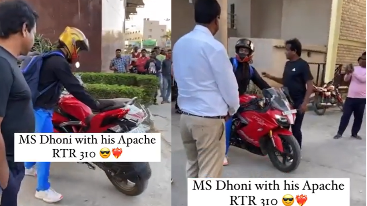 MS Dhoni spotted leaving training session in a Apache RR 310