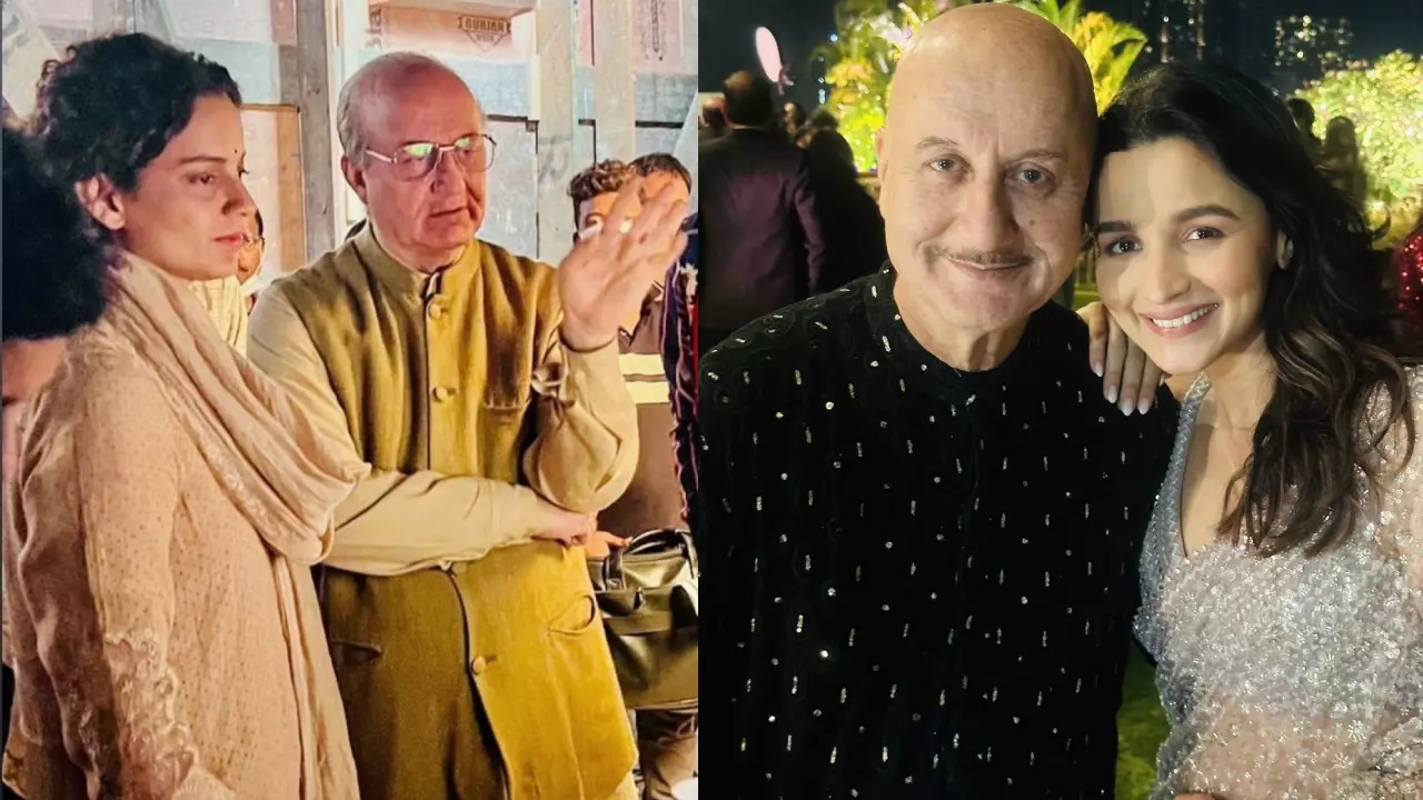 Anupam Kher poses with Alia Bhatt at Sid-Kiara reception. Netizens go, 'Kangana ka blood pressure check karo'