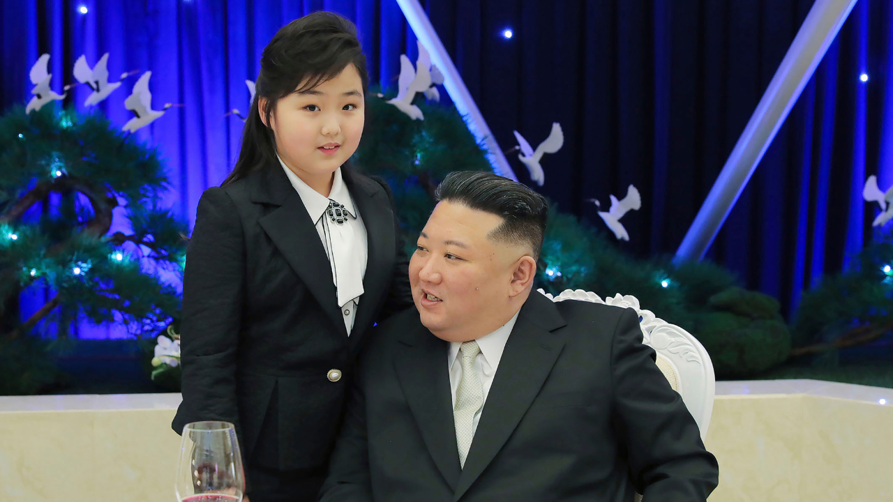 Kim Jong Un with his daughter