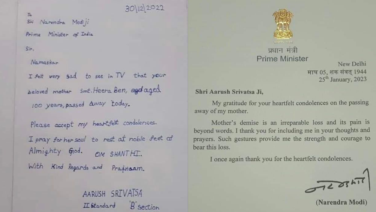 Class 2 student writes condolence letter to PM Modi on his mother  Heeraben's demise, latter's 'heartfelt' response goes viral : The Tribune  India