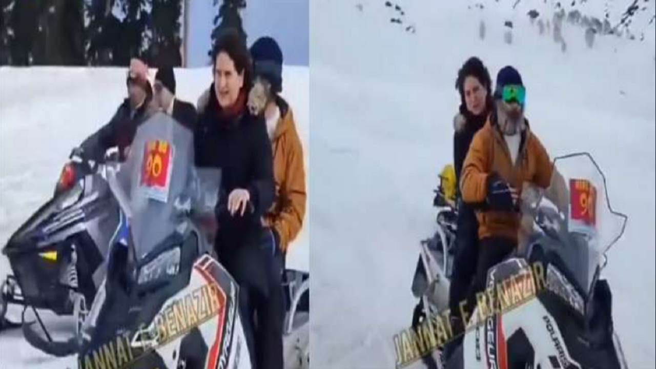 Rahul Gandhi, sister Priyanka ride snowmobile