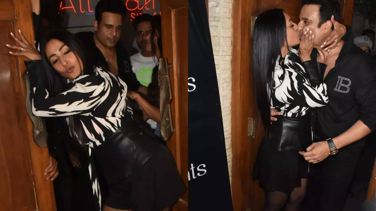 'Drunk' Kashmera Shah pulls hubby Krushna Abhishek in for lip-lock while posing for paps. Latter goes 'kya karrahi ho'