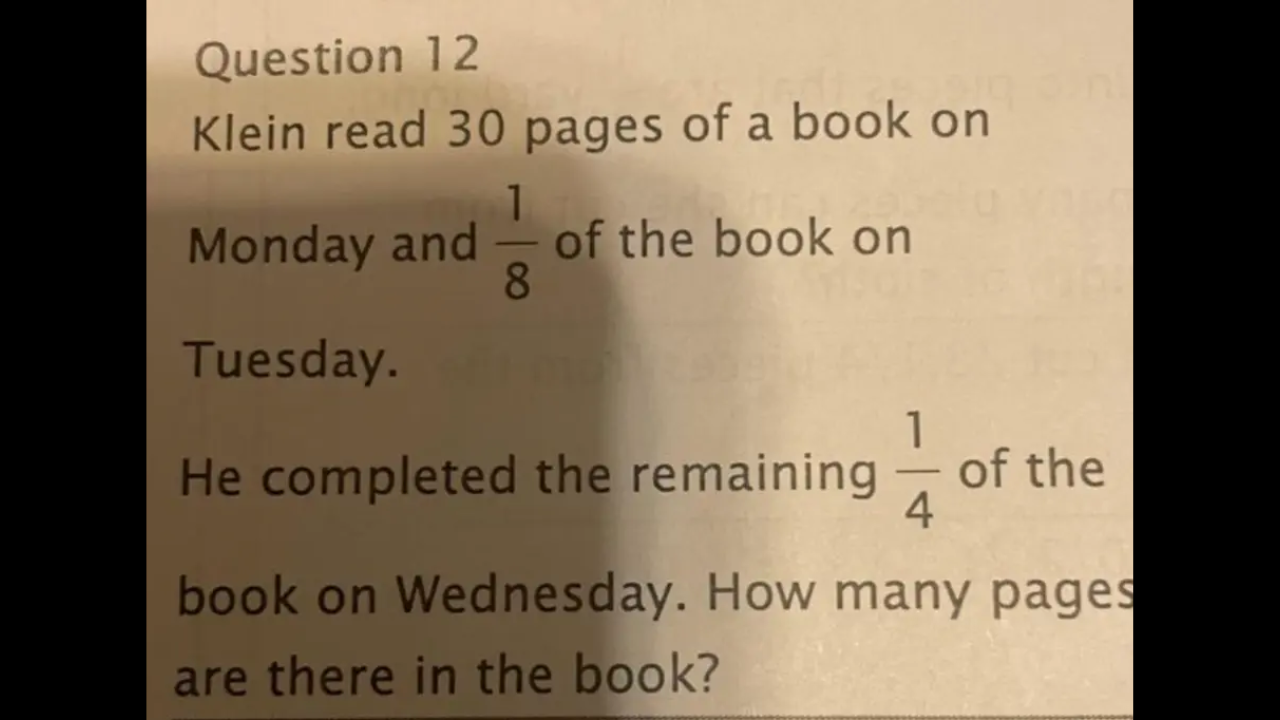 Klein read 30 pages of a book on Monday