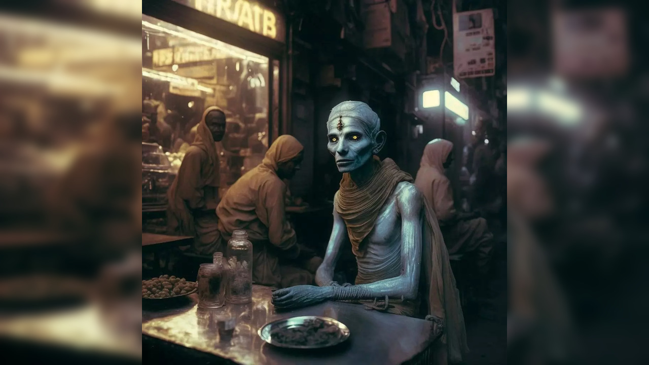 AI Image - old delhi at night - @prateek.