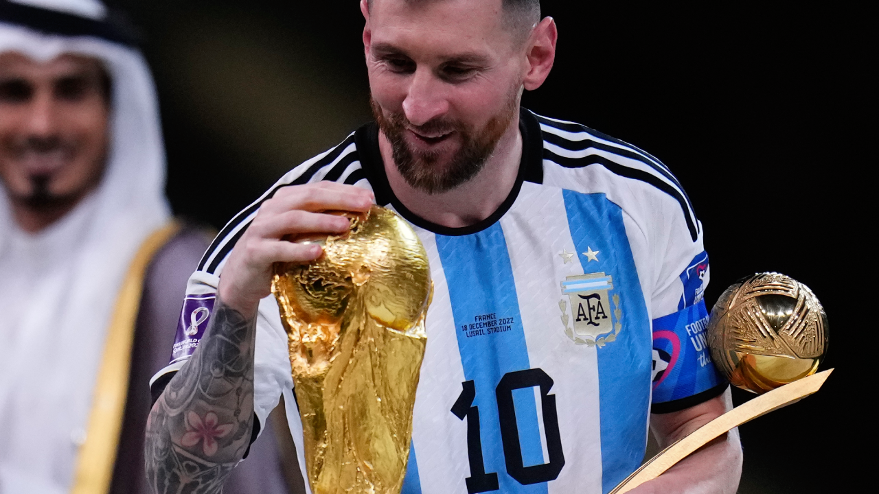 Messi World cup trophy AP