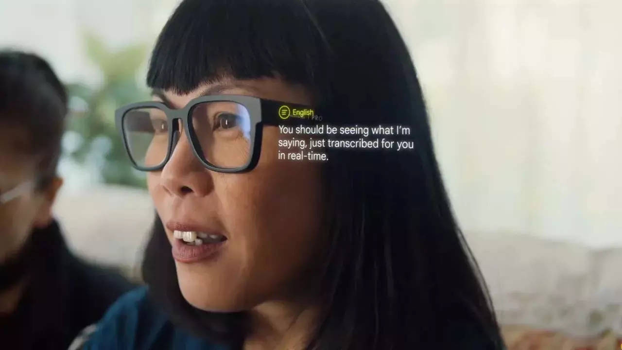 Google AR Glasses with Live Transcribe