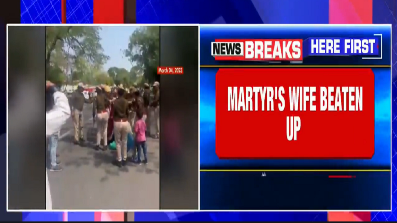 Wives of Pulwama martyrs beaten up by cops