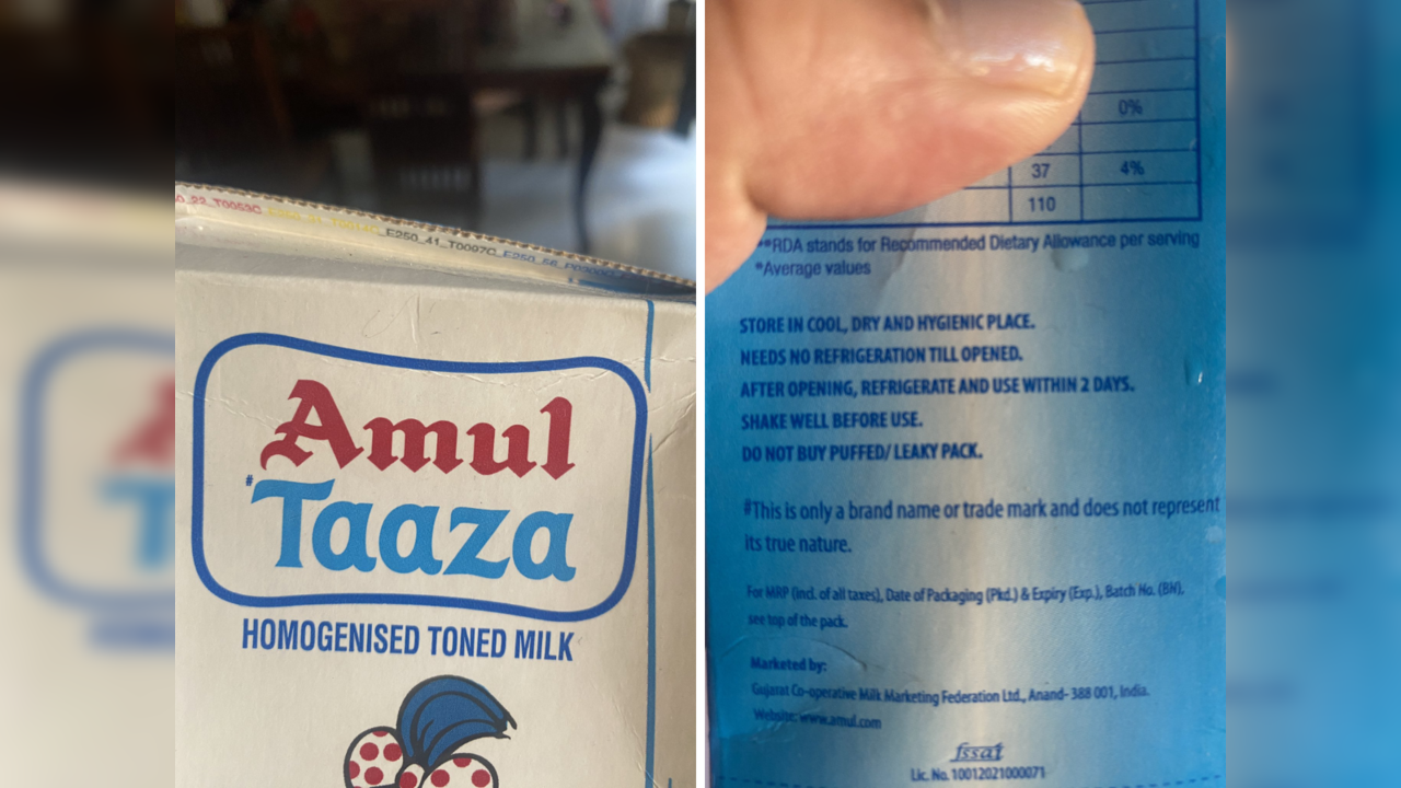 Disclaimer on Amul Taaza carton