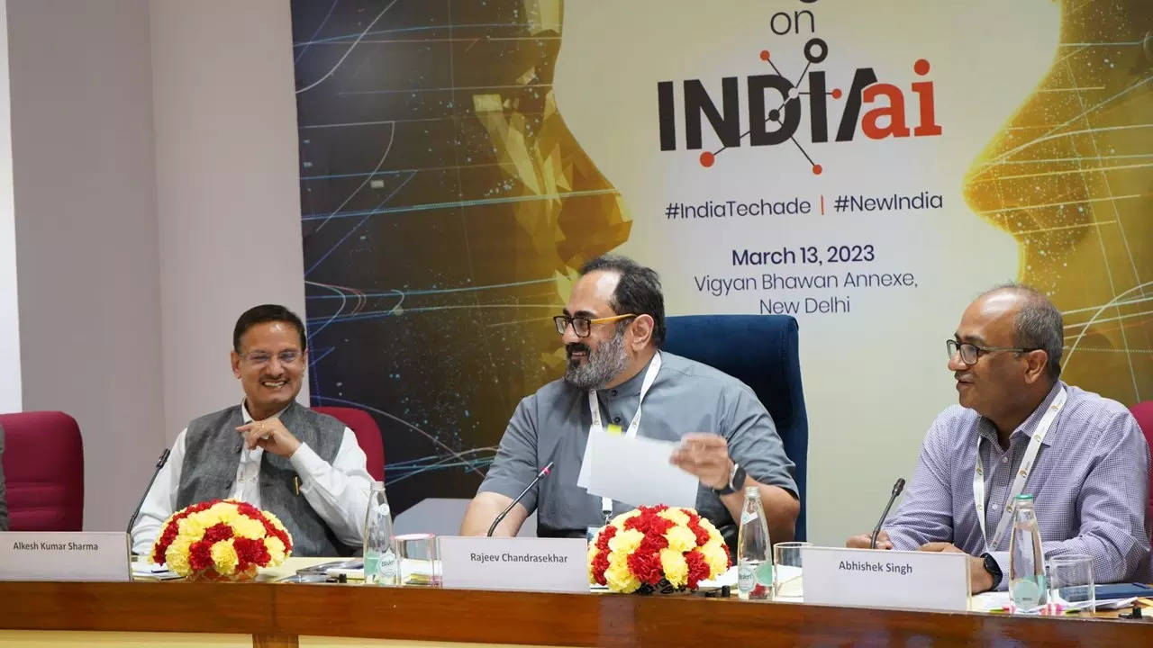 Rajeev Chandrasekhar at the IndiaAI event in New Delhi (image: Twitter)